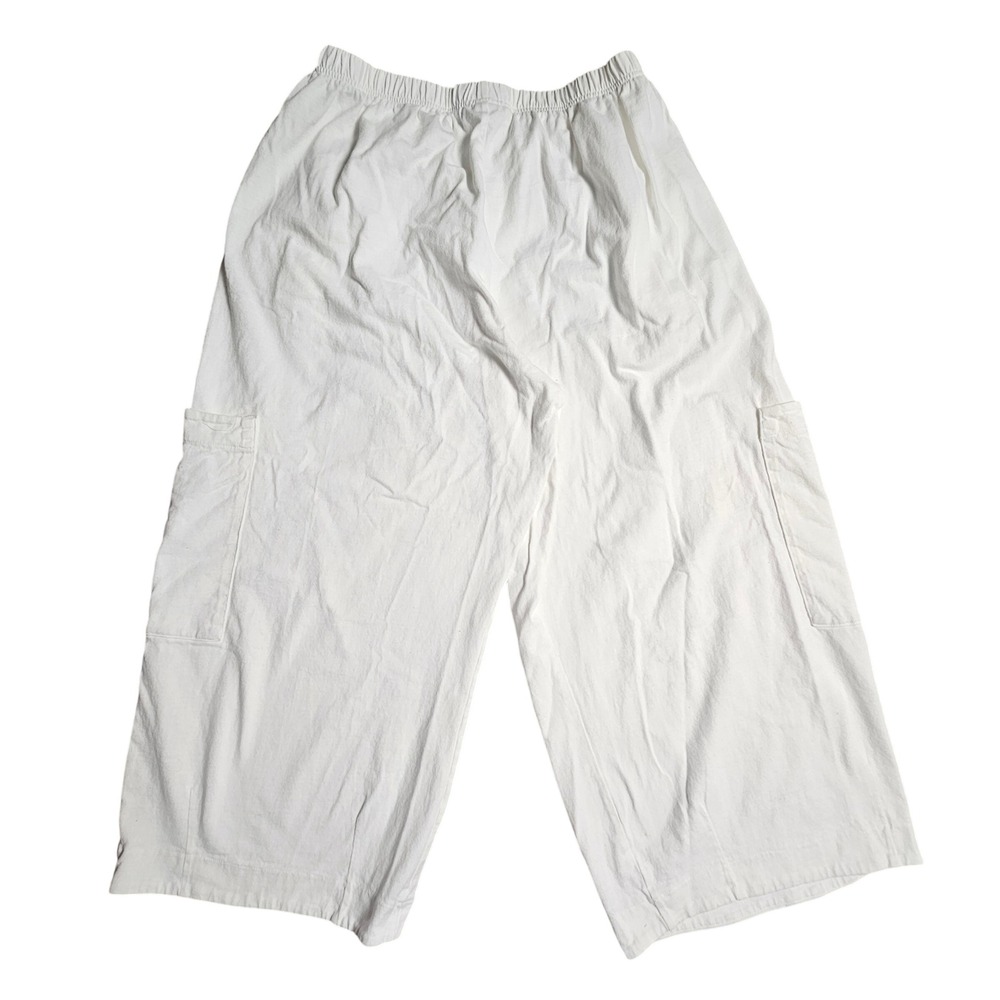 Bryn Walker Cotton Cropped Capri Cargo Pants Wide Leg Womens XL Lagenlook Y2K - Picture 2 of 8